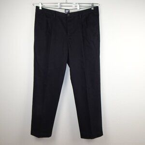 Lands' End Chino Pants Men's Size 40x32 Black Traditional Fit Cotton Pleated